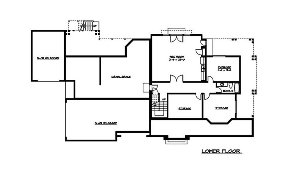 Floor Plan Basement of Craftsman Plan #115-1165
